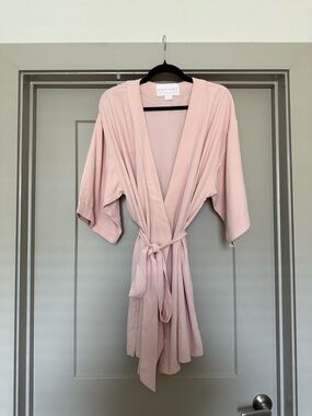 Birdy Grey Pale Pink Kimono Wrap Robe